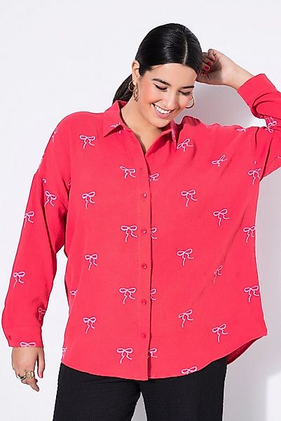 Studio Untold Hemdbluse Hemdbluse oversized Musselin Stick-Schleifen günstig online kaufen