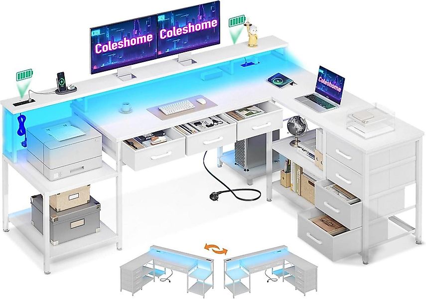 LuxusKollektion Eckschreibtisch Gaming Schreibtisch mit LED günstig online kaufen