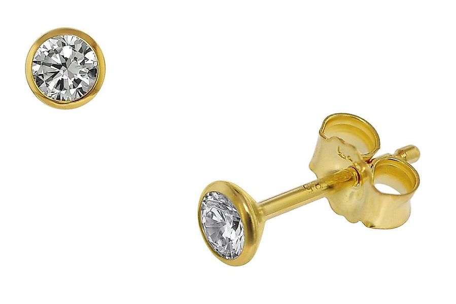 trendor Paar Ohrstecker für 585 Gold (14 Kt) Zirkonia 3,5 mm günstig online kaufen