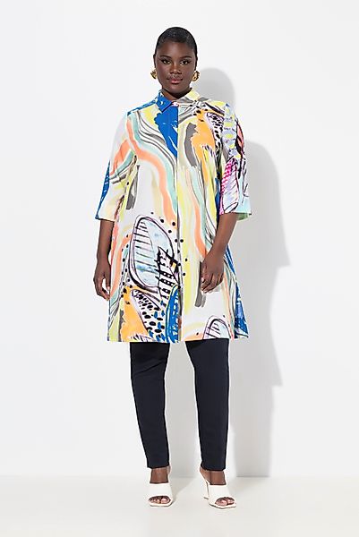 Ulla Popken Jerseykleid Lyocell-Longbluse A-Linie Hemdkragen günstig online kaufen