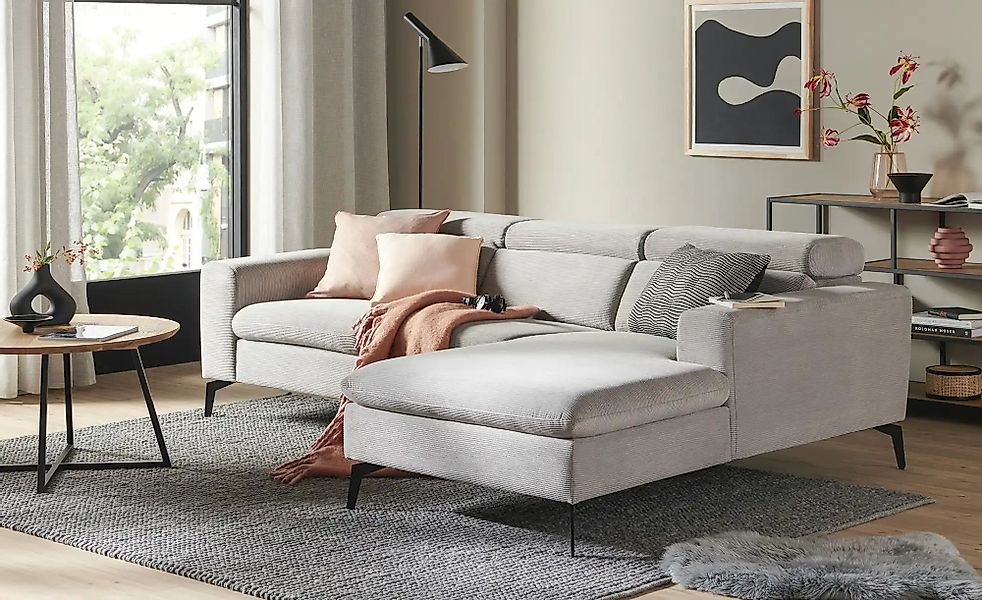 Ecksofa in Cordstoff Liselotta ¦ grau ¦ Maße (cm): B: 247 H: 75 T: 178 Pols günstig online kaufen