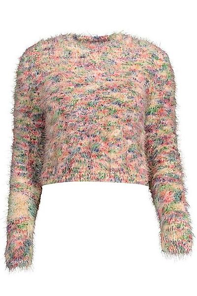 Desigual Strickpullover Damenpullover Rosa mit Rundhalsausschnitt und Kontr günstig online kaufen