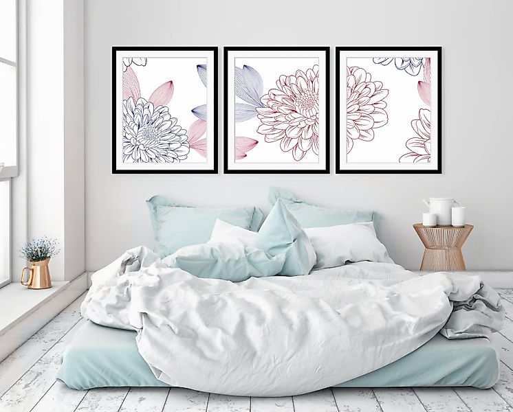 queence Bild "Lia" Set, Blumen, gerahmt günstig online kaufen