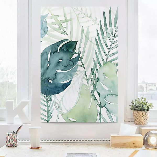 Leinwandbild Botanik - Hochformat Palmwedel in Wasserfarbe I günstig online kaufen
