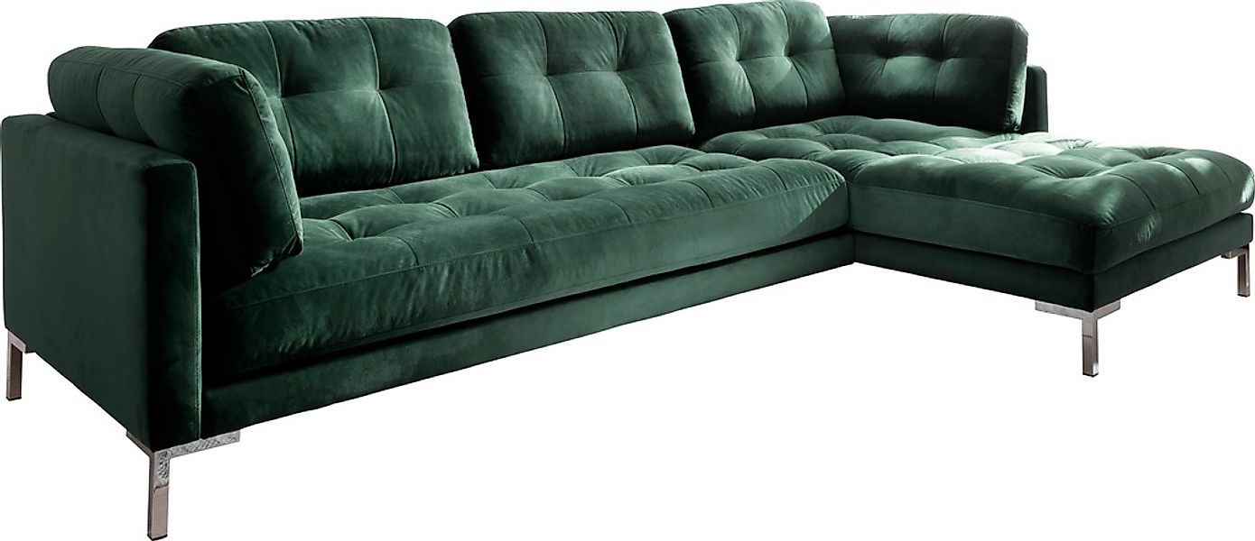 Trends by HG Ecksofa »Landau L-Form« in Cord-Stoff mit Metallfuß günstig online kaufen