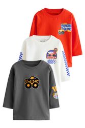 Next Langarmshirt 3er-Pack T-Shirts mit Grafik-Print günstig online kaufen