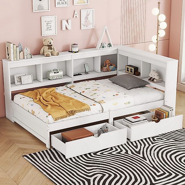 BlingBin Kinderbett Einzelbett, Multifunktionales Kinderbett, Stauraumbett, günstig online kaufen