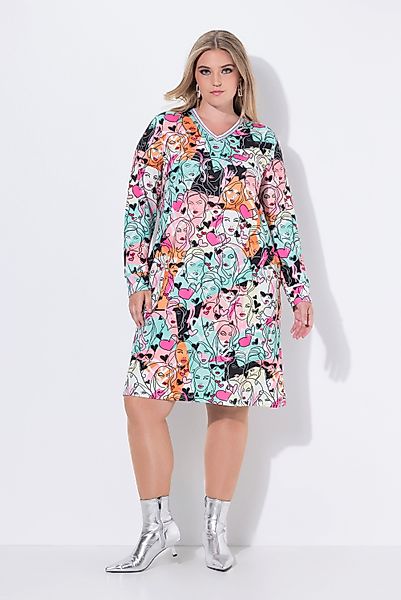 MIAMODA Jerseykleid Sweatkleid A-Linie Alloverpint Langarm günstig online kaufen