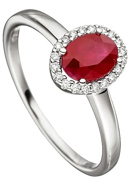 JOBO Fingerring "Ring mit Rubin und 20 Diamanten", 585 Weißgold günstig online kaufen