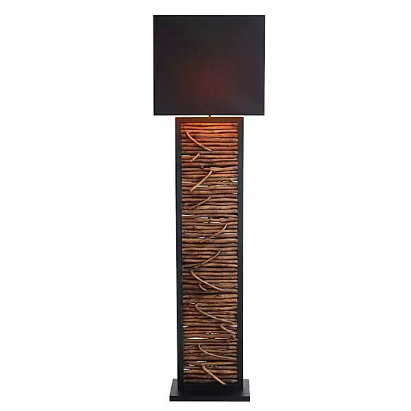 Stehlampe Holz Natur Schwarz in modernem Design 163 cm hoch günstig online kaufen