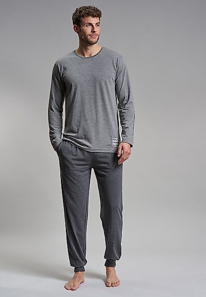 TOM TAILOR Pyjama mit Print, Langarm, Rundhalsausschnitt, lange Hose, atmun günstig online kaufen