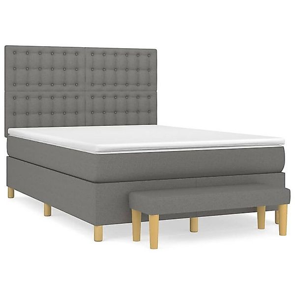 vidaXL Boxspringbett, Boxbett mit Matratze Dunkelgrau 140x200 cm Stoff günstig online kaufen