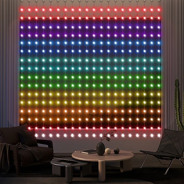 HOMCOM Lichterkette 3×3m 400 LEDs Lichtvorhang mit verstellbare Helligkeit günstig online kaufen