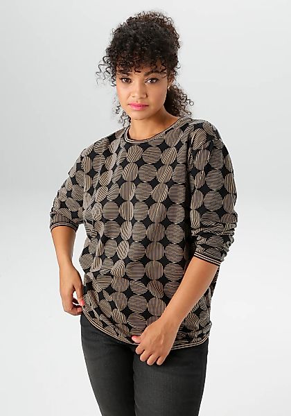 Aniston PLUS Sweatshirt, mit großflächigem, Pünktchendruck - NEUE KOLLEKTIO günstig online kaufen