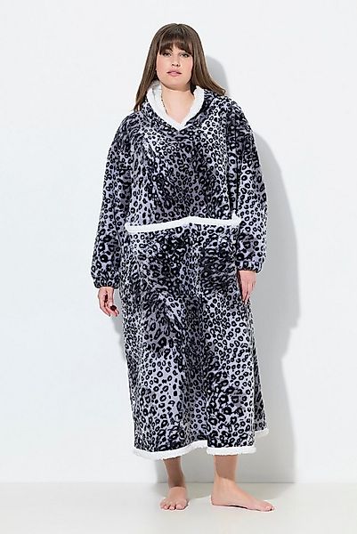 Ulla Popken Sweatjacke Loungewear-Poncho Leomuster Kapuze Langarm Tasche günstig online kaufen