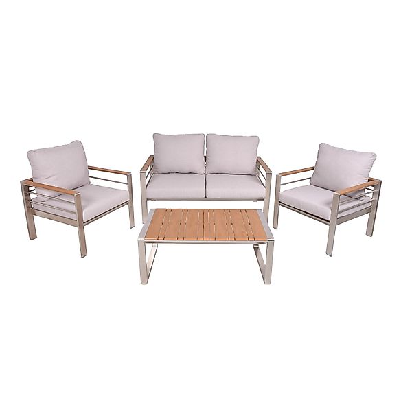 Garden Pleasure Lounge-Set Florence 4-teilig Braun-Beige günstig online kaufen