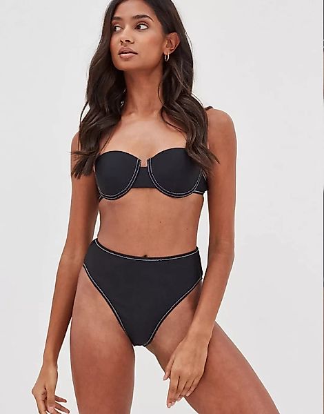 4th + Reckless – Erica – Bikiniunterteil mit hoher Taille in Schwarz günstig online kaufen