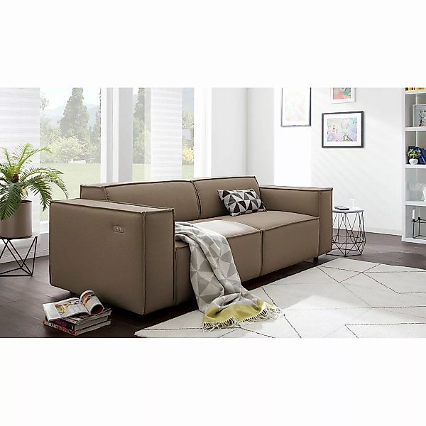 home24 Sofa Kinx 2,5-Sitzer Cappuccino Strukturstoff 223x70x96 cm (BxHxT) M günstig online kaufen