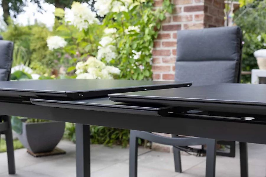 Gartenmöbelset Relaxsessel Merida + Hocker mit Tisch Tarifa 160/210 x 90 cm günstig online kaufen