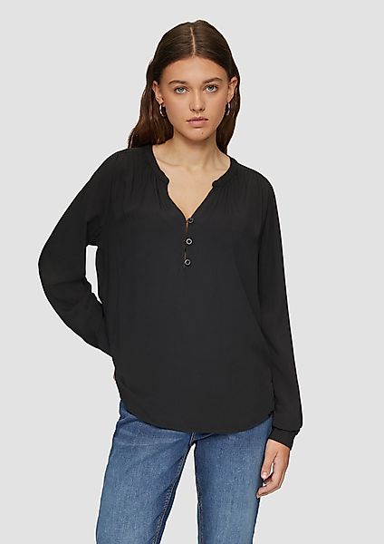 QS Langarmbluse Fließende Viskose-Bluse mit Raffung günstig online kaufen
