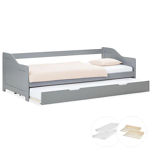 Homestyle4u Ausziehbett 90x200 Holz Gästebett mit Ausziehfunktion 2 Liegefl günstig online kaufen