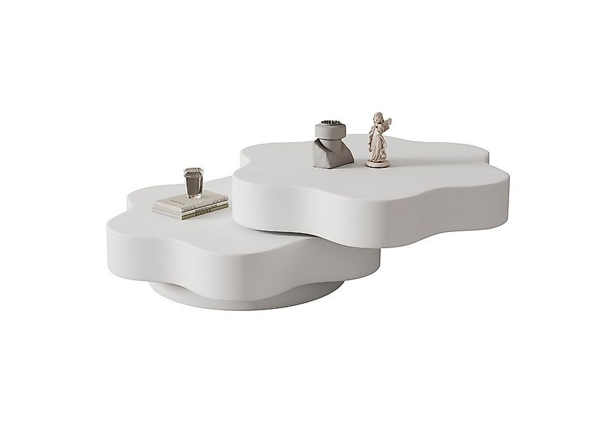 Merax Couchtisch Blumenförmiger Sofatisch Drehbarer Beistelltisch in Cremew günstig online kaufen