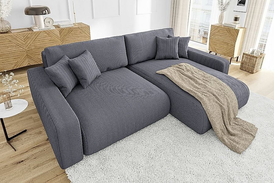 S-Style Möbel Ecksofa Emma mit Bettfunktion in Cord-Stoff, schöner Sitzkomf günstig online kaufen