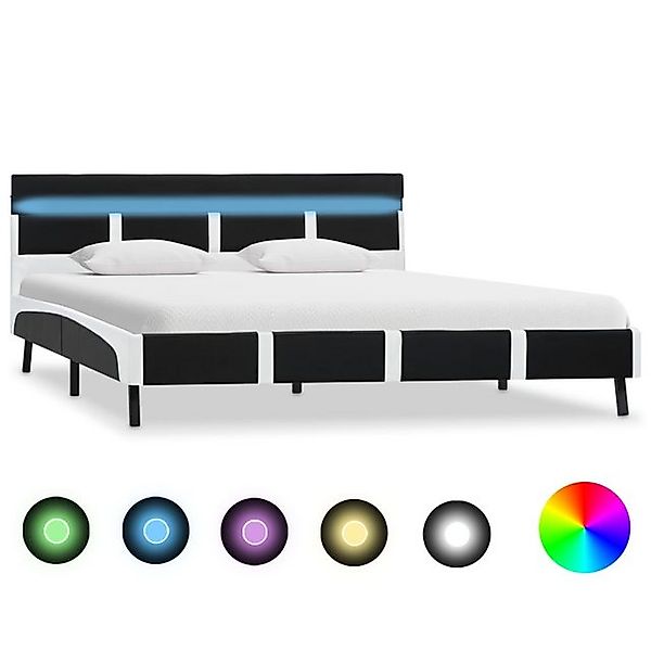 vidaXL Bettgestell Bettgestell mit LED Schwarz Kunstleder 140x200 cm Bett B günstig online kaufen