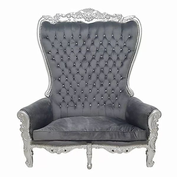 Casa Padrino 2-Sitzer Casa Padrino Barock Doppel Thron Sessel Grau Silber B günstig online kaufen