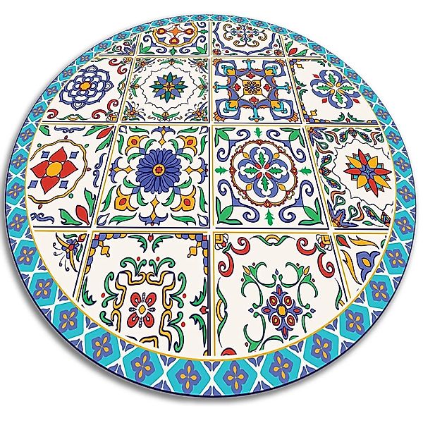 Tulup Teppich Portugiesische Fliesen Vloerkleed Op Vinyl 90x90 cm Blau Viny günstig online kaufen