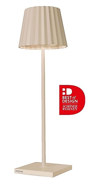 Sompex TROLL 2.0 Tischleuchte Sand Aluminium mit Akku dimmbar Outdoor 38 cm günstig online kaufen