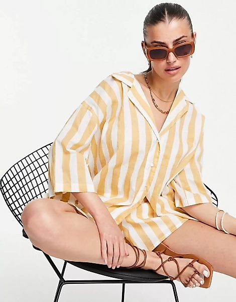 Zulu & Zephyr – Gestreiftes Oversize-Strandhemd, Kombiteil-Mehrfarbig günstig online kaufen