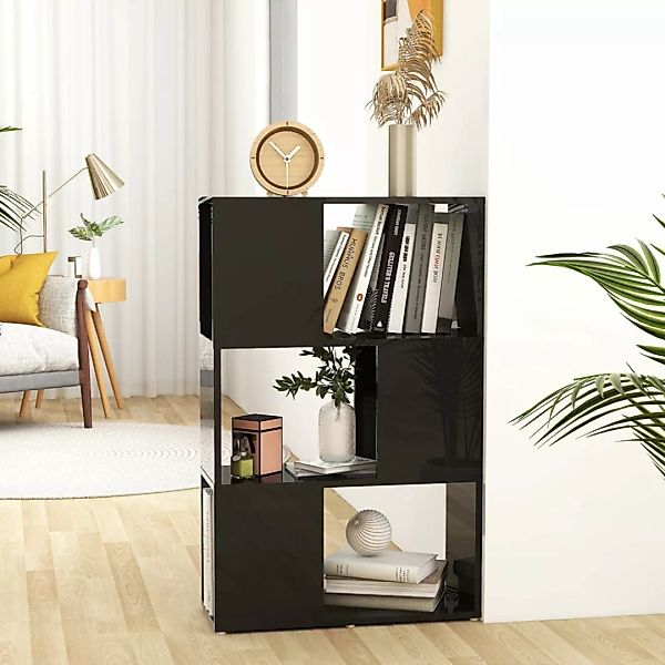 Bücherregal Raumteiler Hochglanz-schwarz 60x24x94 Cm Spanplatte günstig online kaufen