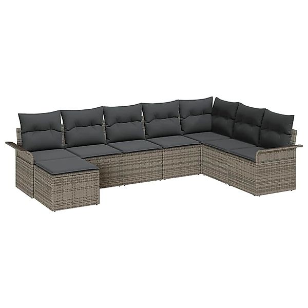 vidaXL 8-Teiliges Garten-Sofa-Set mit Kissen in Grau aus Poly Rattan 334547 günstig online kaufen