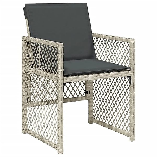 vidaXL Gartenstühle mit Kissen 4 Stk Hellgrau Poly Rattan 364954 günstig online kaufen