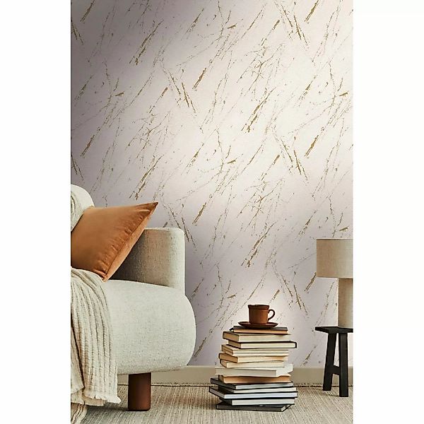 A.S. Création Vliestapete mit Marmoroptik Beige Gold 10,05 m x 0,53 m günstig online kaufen