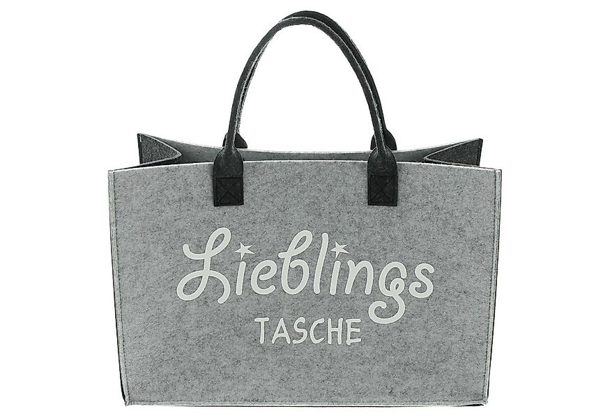 Dekoleidenschaft Shopper "Lieblingstasche" Filz grau, Einkaufstasche groß, günstig online kaufen