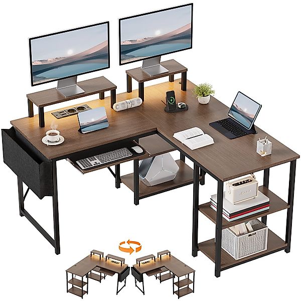 HOMALL Eckschreibtisch Gamingtisch 140×140cm Schreibtisch mit günstig online kaufen
