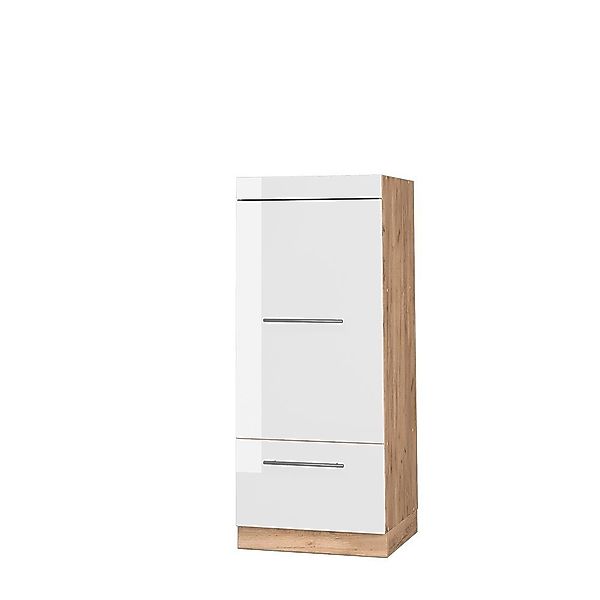 Vicco Mikrowellenumbauschrank Fame-Line, Weiß Hochglanz/Goldkraft Eiche, günstig online kaufen