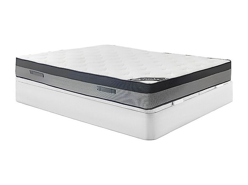 Bett-Set 180 x 200 cm, Bettkasten weiß + Hybridmatratze 7-Zonen-Taschenfede günstig online kaufen