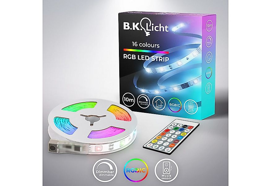 B.K.Licht LED Stripe RGBIC LED Strip, 10 m, mit Musiksensor, 300-flammig, L günstig online kaufen