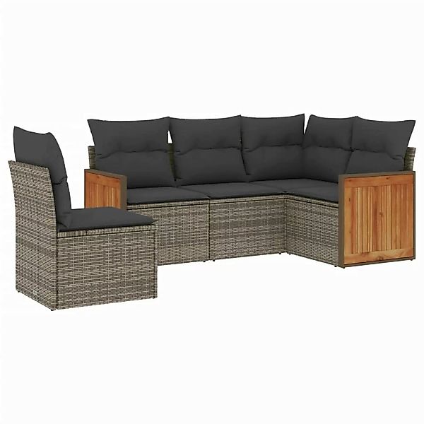 vidaXL 5-tlg Garten-Sofagarnitur mit Kissen Grau Poly Rattan Modell 76 günstig online kaufen