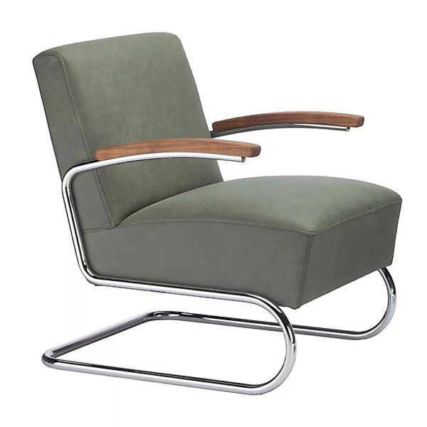 Thonet - S 411 Sessel 63x79x79cm Leder - Nubukleder natur 8 grüngrau/Garn 3 günstig online kaufen