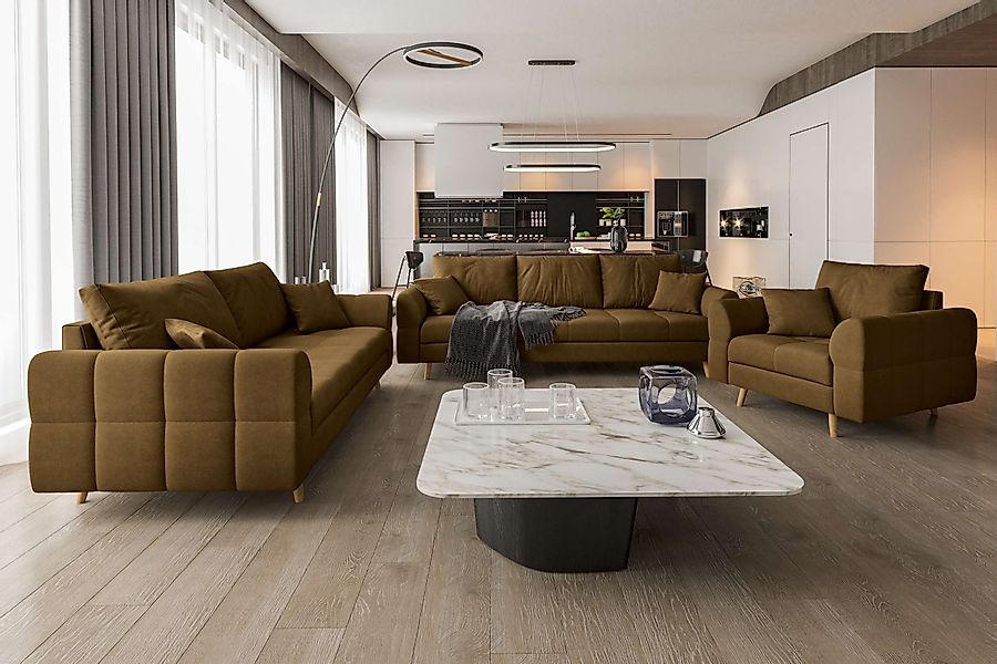 99rooms Polstergarnitur Bello, (Couchgarnitur, Set (3-tlg), günstig online kaufen