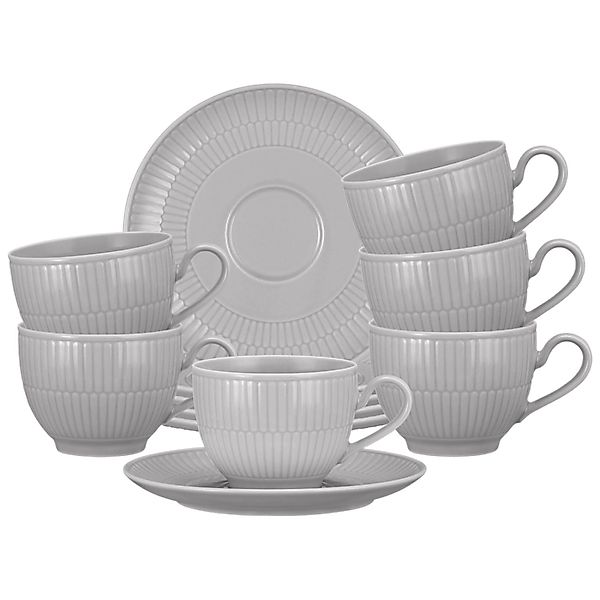 Seltmann Weiden Amina Kaffeetasse mit Untertasse 250 ml 6er Set Silbergrau günstig online kaufen