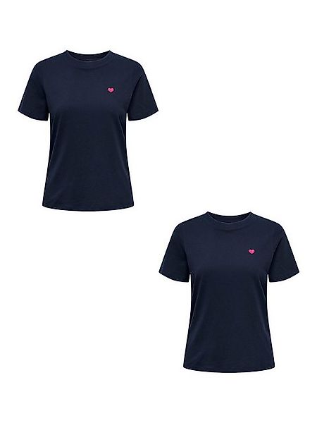 JACQUELINE de YONG T-Shirt 2er-Set Rundhals Kurzarn lockeres Baumwolle (2-t günstig online kaufen