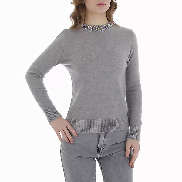 Ital-Design Strickpullover Damen Freizeit (88578847) Strass Stretch Strickp günstig online kaufen