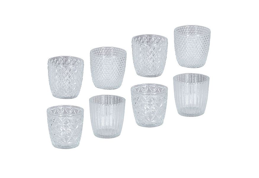 Levandeo® Teelichthalter, 8er Set Windlicht H7,5cm Glas Klar Teelichthalter günstig online kaufen