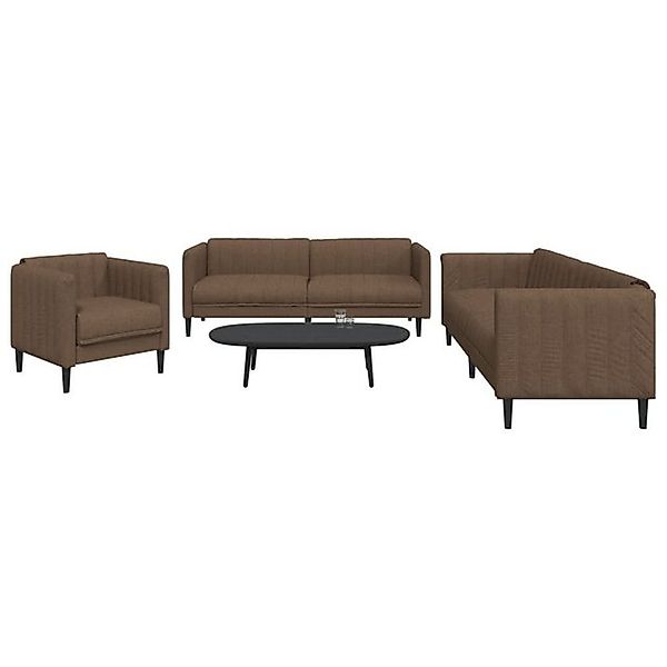 vidaXL Sofa Sofagarnitur Set mit Kissen Stoff, 3-tlg., Braun günstig online kaufen