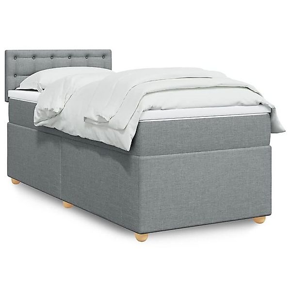 vidaXL Bettgestell Boxspringbett mit Matratze Hellgrau 90x200 cm Stoff Bett günstig online kaufen